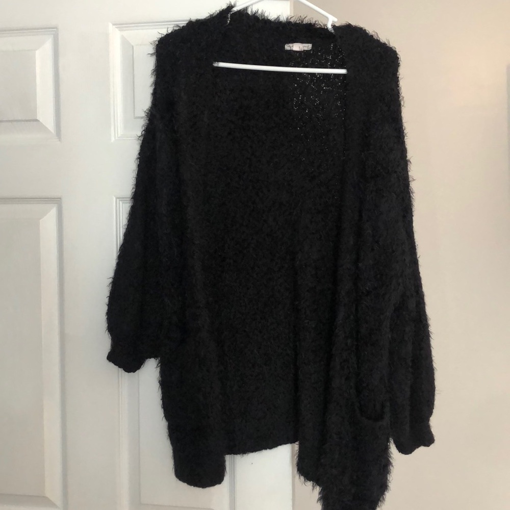 Black fur sweater jacket